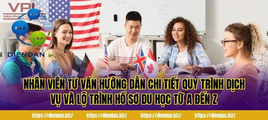Nhân viên tư vấn hướng dẫn chi tiết quy trình dịch vụ và lộ trình hồ sơ du học từ A đến Z