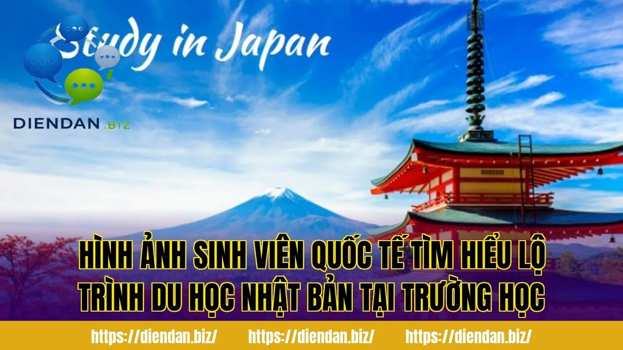 Hình ảnh sinh viên quốc tế tìm hiểu lộ trình du học Nhật Bản tại trường học