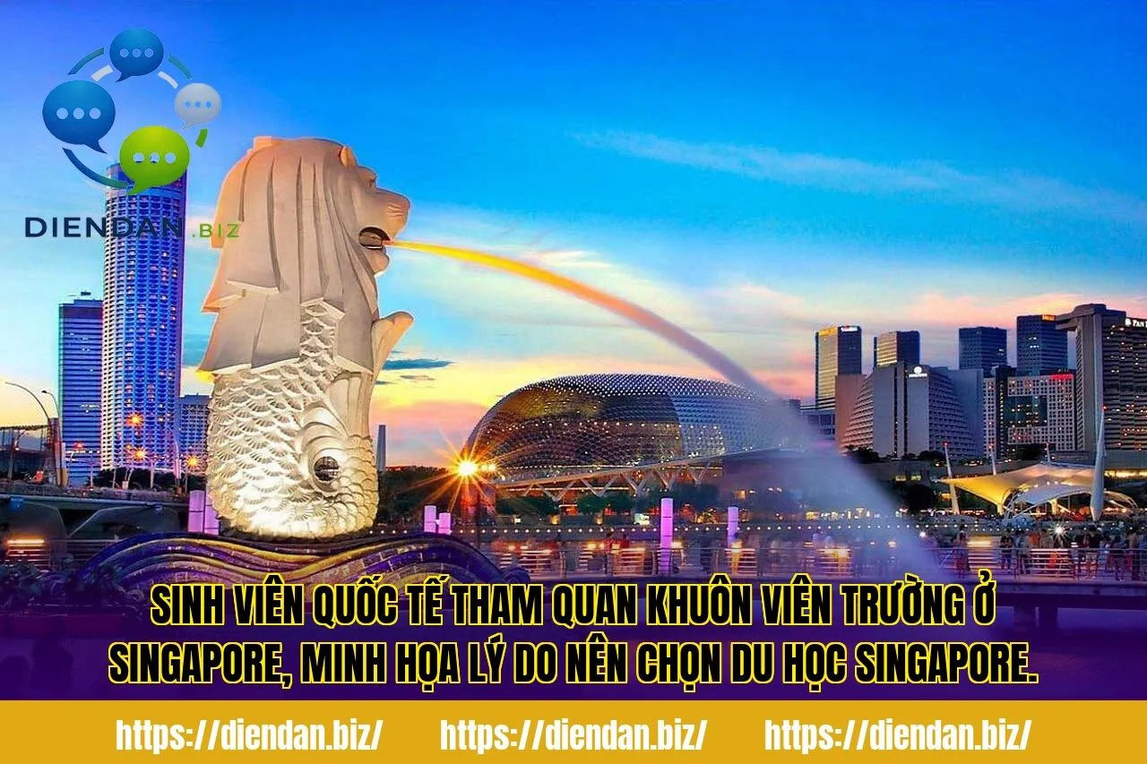 Sinh viên quốc tế tham quan khuôn viên trường ở Singapore, minh họa lý do nên chọn du học Singapore.