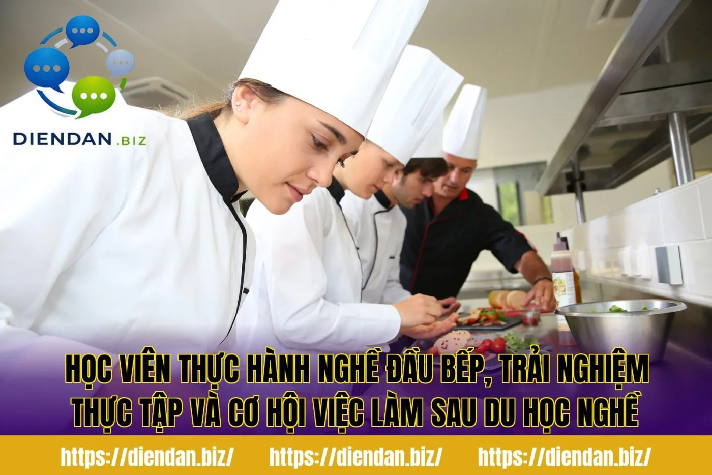 Học viên thực hành nghề đầu bếp, trải nghiệm thực tập và cơ hội việc làm sau du học nghề